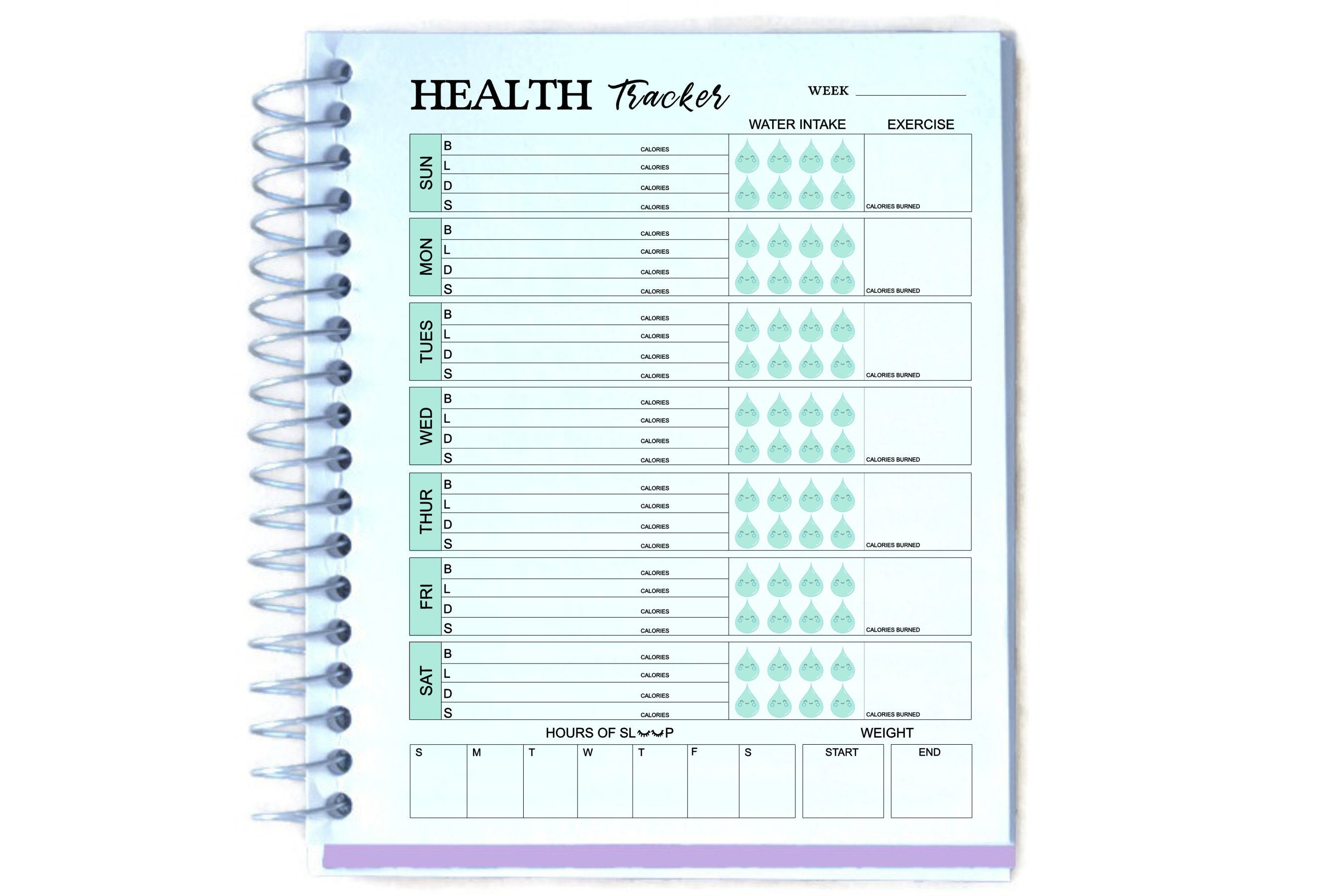 Health Tracker Printable Health Planner Fitness Journal | Etsy