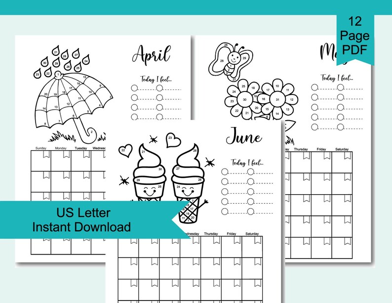 Monthly Mood Tracker Calendar Monthly Mood Tracker Printable Etsy