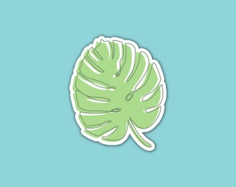 monstera leaf Waterproof Sticker, funny plant parent gift