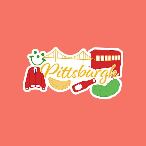 Pittsburgh design on a vinyl sticker, pittsburgh, PGH, 412, yinzer, Pennsylvania, yinz,