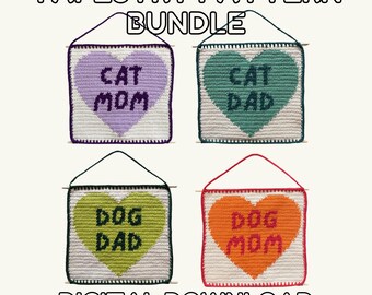 Pet Parents Crochet Tapestry Pattern Bundle - Cat & Dog Mom Dad Digital Download