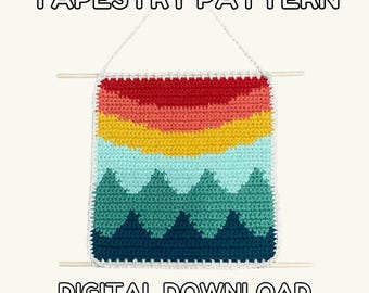 Beach Sunrise - Crochet Tapestry Pattern - Digital Download