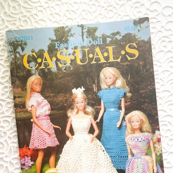 1984 Annie's Pattern Club Fashion Doll Casuals Booklet - Vintage Crochet Doll Patterns - Barbie Crochet Patterns - Doll Clothes
