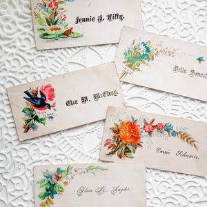5 vintage Victoriaanse visitekaartjes - vintage ephemera - junkjournaal - scrapbooking - voorraad ongewenste tijdschriften - antieke visitekaartjes