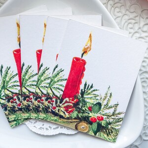 5 blanco vintage kerstkaarten met mooie kaars - ephemera kerst - kerstwenskaarten - kerst uit het midden van de eeuw - vintage kerst