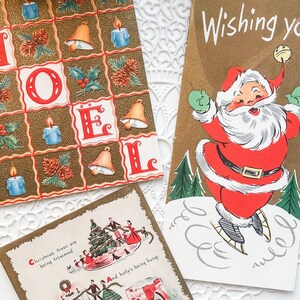 3 gebruikte vintage kaartenset "kerstwensen" - kerstkaarten - vintage kaarten - vintage kerst