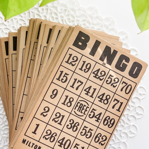 Vintage Milton Bradley Co. BINGO Cards - Set of 5 - Ephemera - Vintage Paper - Vintage Journal - BINGO