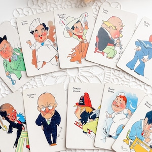 10 Vintage Old Maid Whitman jugando a las cartas - Juego Ephemera - Papel vintage - Suministro de diario basura - Naipes vintage
