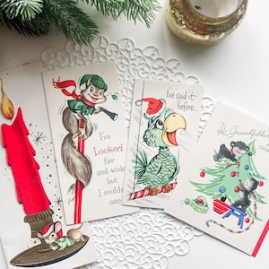 4 Gebrauchte Vintage &quot;Christmas Critters&quot; Grußkarten - Weihnachtskarten - Vintage Karten - Vintage Weihnachtskarten