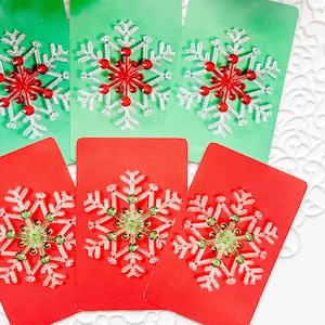 6 Cartas de Baralho Vintage Snowflake - Game Ephemera - Papel Vintage - Junk Journal Supply - Cartas de Baralho Vintage - Natal Vintage
