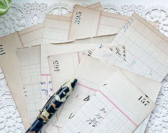 Authentic Vintage Used Ledger Scraps - 15 Pieces - Vintage Paper Pack - Vintage Journal Paper - Junk Journal Supply - Paper Crafting