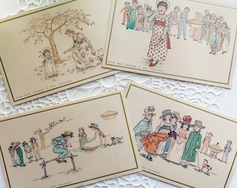4 Vintage Merrimack Postkarten - Zeichnungen von Kate Greenaway - Vintage Postkarten - Vintage Papier