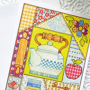 6 cartões vintage atuais "costura de cozinha" em branco - papelaria vintage - cartões dobráveis - álbum de recortes - suprimento de diário de lixo