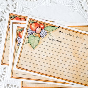 6 cartões de receitas atuais vintage - Ephemera - Junk Journal - Scrapbooking - Cartões de culinária - Junk Journal Supply