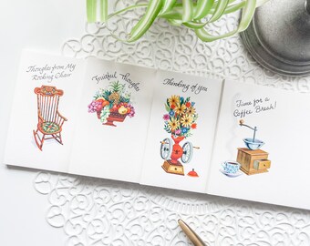 8 Vintage Current Post-A-Notes - Junk Journaling - Vintage Paper - Journal Supplies - Happy Mail - Ephemera - Postcard - Scrapbooking