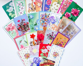 Pacote floral de cartas de jogar vintage - Série 3 - Coisas efêmeras - Suprimento de diário de lixo - Cartas de jogar vintage - Flores - Floral - Artesanato em papel