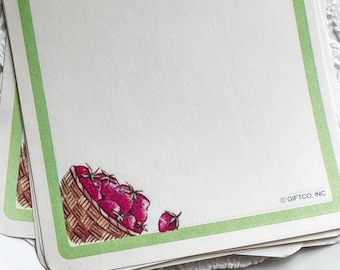 10 - 1970's Strawberry Basket Memo Sheets - Vintage Journal Paper - Notebook Paper - Office Paper - Junk Journal Supply - Vintage Paper