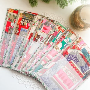 Confezione di piccoli ritagli di carta da regalo natalizia vintage - Forniture per diario di scarto - Tecniche miste - Forniture per diario - Festività - Carta per scrapbooking