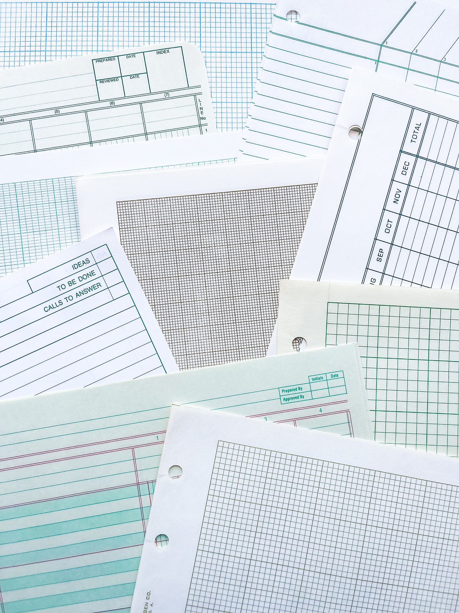 20 Piece Full Sheet Graph Paper Variety Pack - Vintage Paper Variety ...