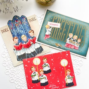 3 Gebrauchte Vintage &quot;Weihnachtslieder&quot; Grußkarten-Variety Pack - Weihnachtsgrüße - Vintage Karten - Vintage Weihnachtskarten