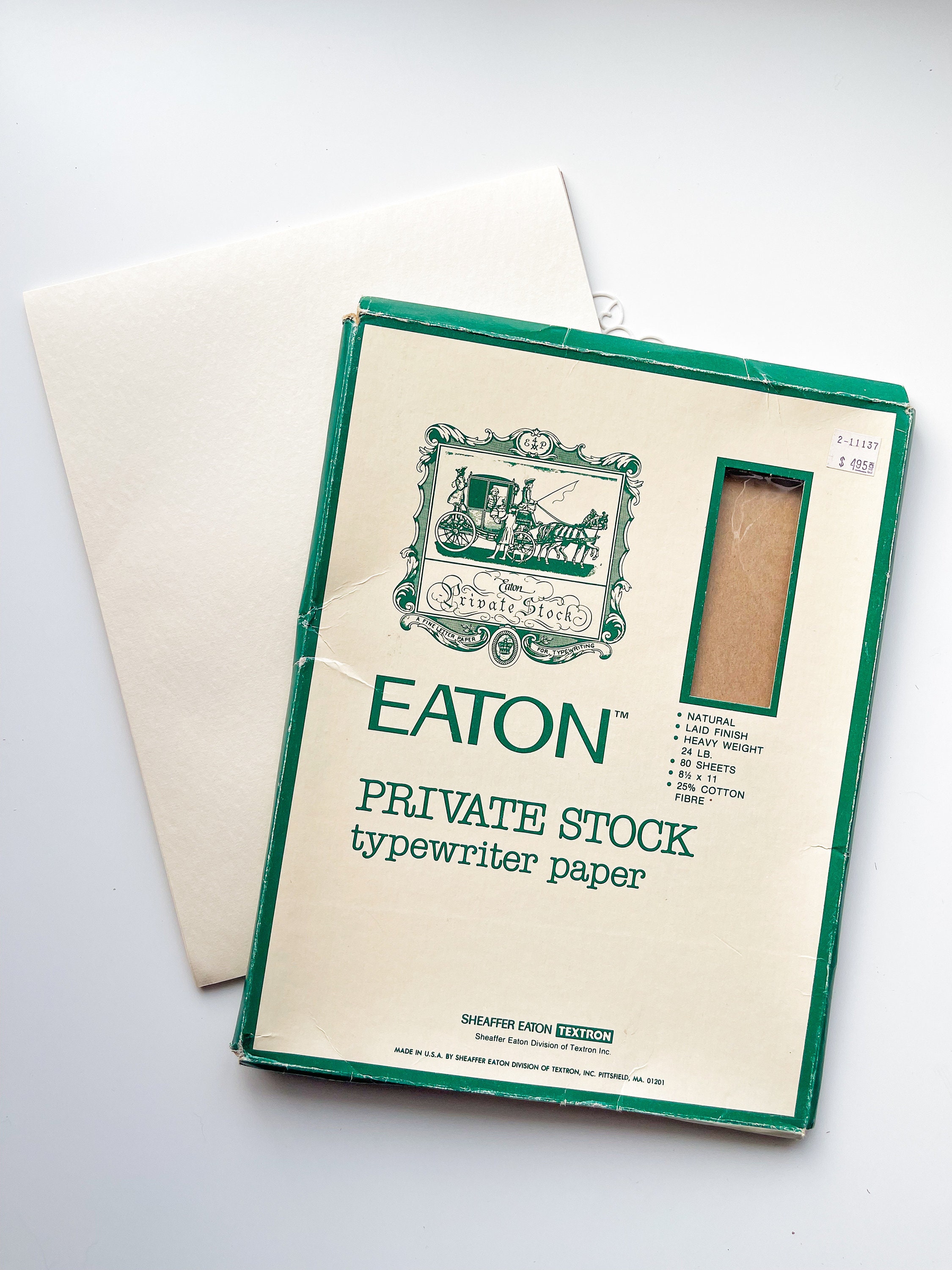 Vtg EATON Private Stock Typewriter Paper 8.5x11 Laid Finish 24 lb