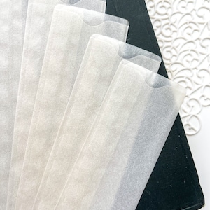 6 Vintage Glassine Negafile Envelopes: Long Paper Ephemera