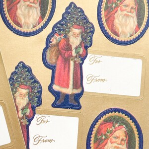 2 arkusze naklejek Vintage Hallmark Santa - Naklejki Vintage - Junk Journaling - Papier Vintage - Artykuły do dziennika