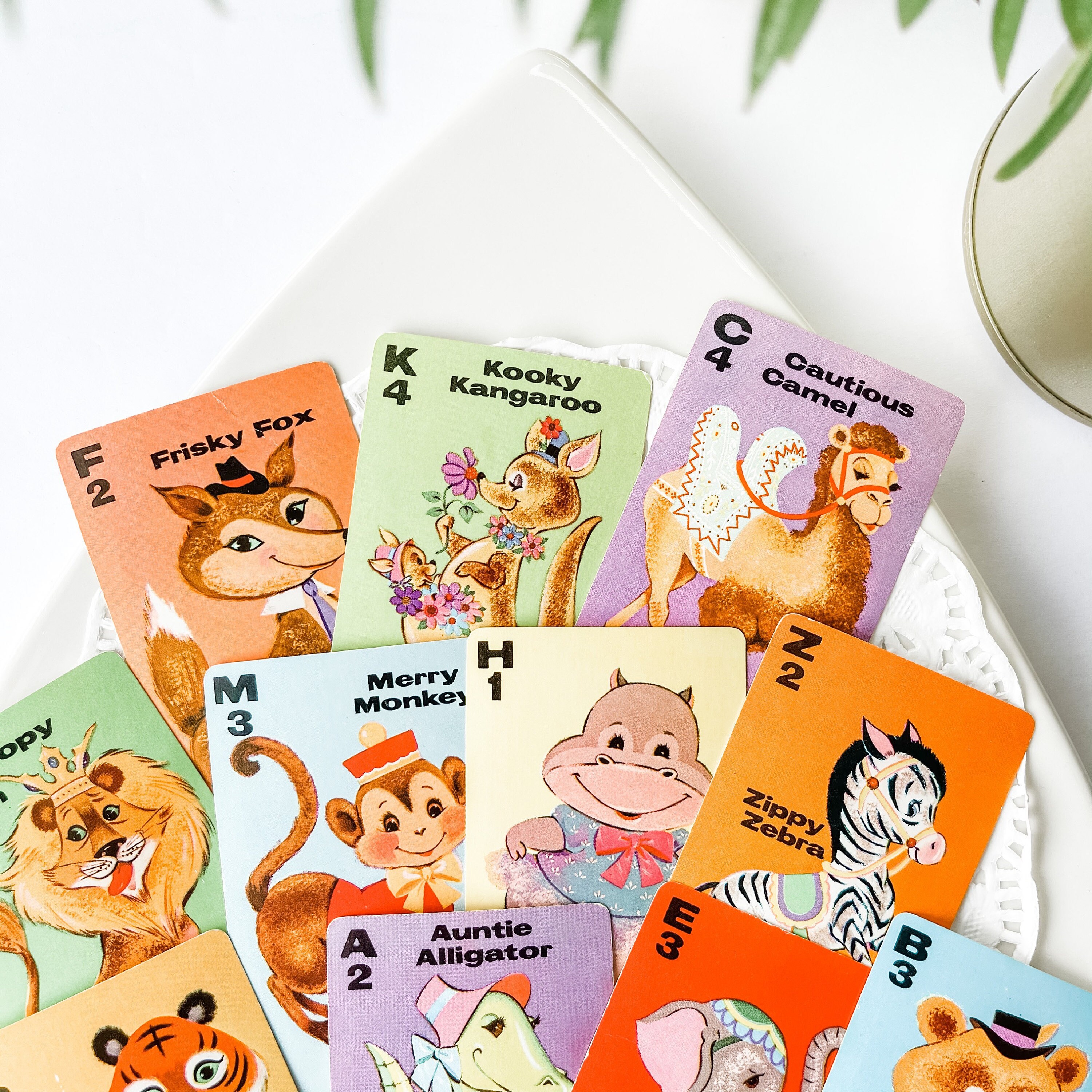 11 Vintage Animal Rummy Playing Cards Game Ephemera Etsy