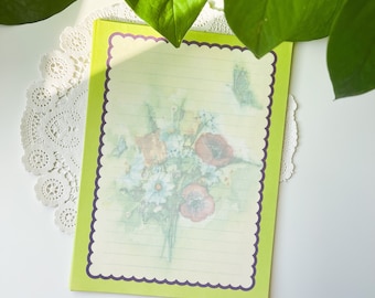 Vintage Floral and Butterfly Stationery Sheets - Vintage Journal Paper - Notebook Paper - Office Paper - Junk Journal Supply - Vintage Paper