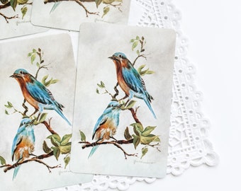 6 naipes vintage - efímeros - Suministros de diario basura - Naipes vintage - Primavera - Aves
