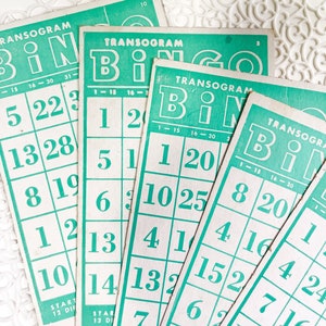 5 Cartones de BINGO Transogram Vintage - Efímera de juegos vintage - Papel vintage - Artículos para diario vintage - Cartones de BINGO vintage