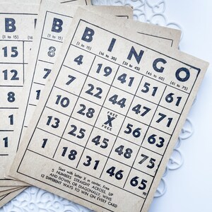 Conjunto de 6 tarjetas Vintage BINGO - Ephemera - Papel Vintage - Vintage Journal - BINGO - Vintage Ephemera