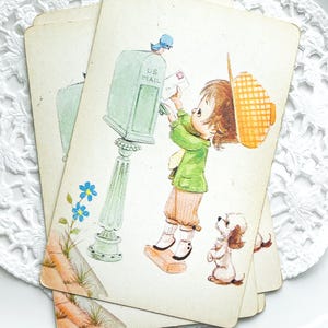 4 entzückende Vintage Spielkarten - Ephemera - Junk Journal Versorgung - Vintage Spielkarten - Briefkasten - Niedlich