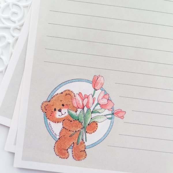 9 Vintage Montag "The Beary Best" Stationery Sheets - Vintage Stationery - Vintage Paper - Happy Mail - Journal Supply - Cute Bear
