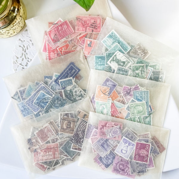 50 - Vintage Used Stamps - Stamps From Around The World - Canceled Stamps - Junk Journal Supply - Journaling Supplies - Vintage Ephemera