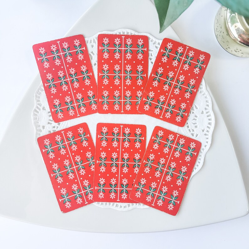 Junk Journal Supply 6 Vintage Floral Playing Cards Vintage Playing Cards Game Ephemera Vintage Paper