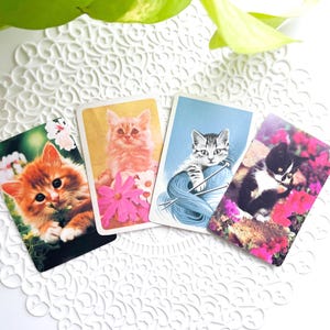 4 - Cartas de Baralho de Gatinhos Fofos - Artigos Efêmeros de Jogo - Papel Vintage - Suprimentos para Diários de Lixo - Cartas de Baralho Vintage