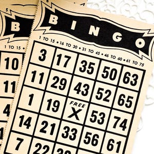 5 - cartes de BINGO vintage - éphémères - papier vintage - journal vintage - BINGO - fournitures de journal - scrapbooking