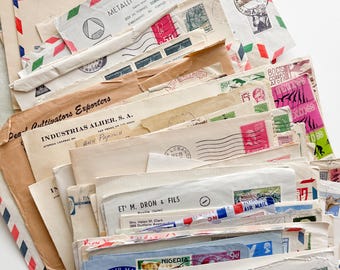 5 Vintage Used Envelopes - Vintage Envelopes - Vintage Journal Supply - Junk Journaling - Collage - Paper Crafting - Old Envelopes