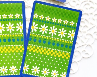 6 cartas de jogar margaridas vintage - coisas efêmeras de jogo - papel vintage - suprimento de diário de lixo - cartas de jogar vintage