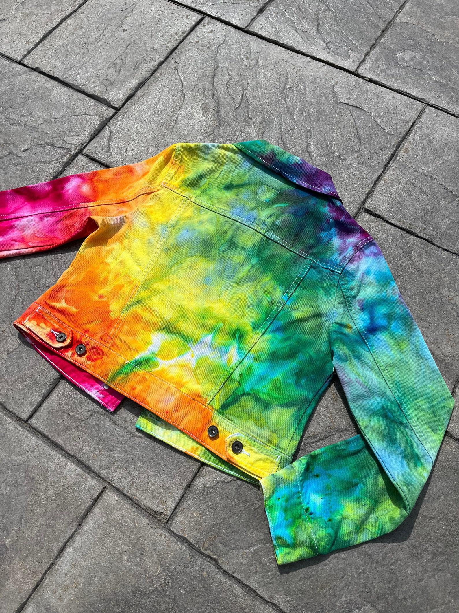 Womens Rainbow Tie Dye Jean Jacket Tie Dye Rainbow Tie Etsy