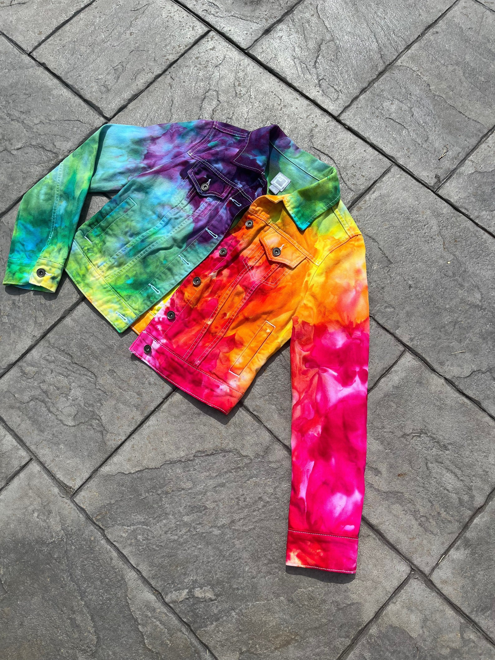 Womens Rainbow Tie Dye Jean Jacket Tie Dye Rainbow Tie Etsy