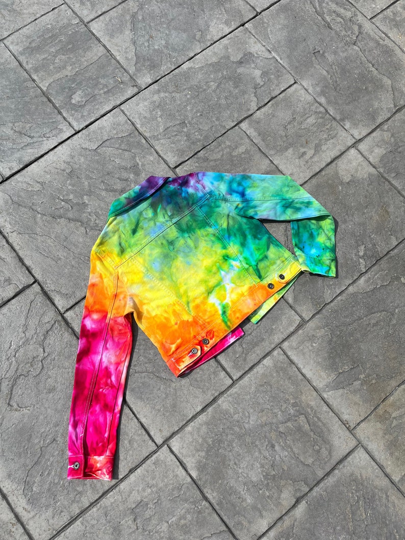 Womens Rainbow Tie Dye Jean Jacket Tie Dye Rainbow Tie Etsy