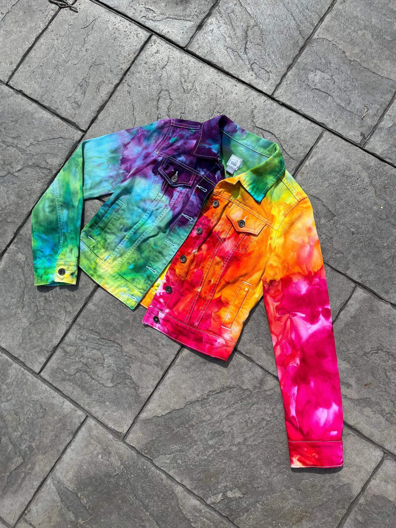 Womens Rainbow Tie Dye Jean Jacket Tie Dye Rainbow Tie Etsy