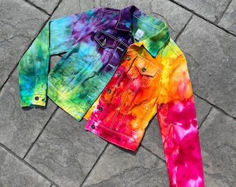 Women’s Rainbow Tie Dye Jean Jacket | Tie Dye Rainbow | Tie Dye | Hippie Clothes | Hand Dyed Tie Dye Clothing