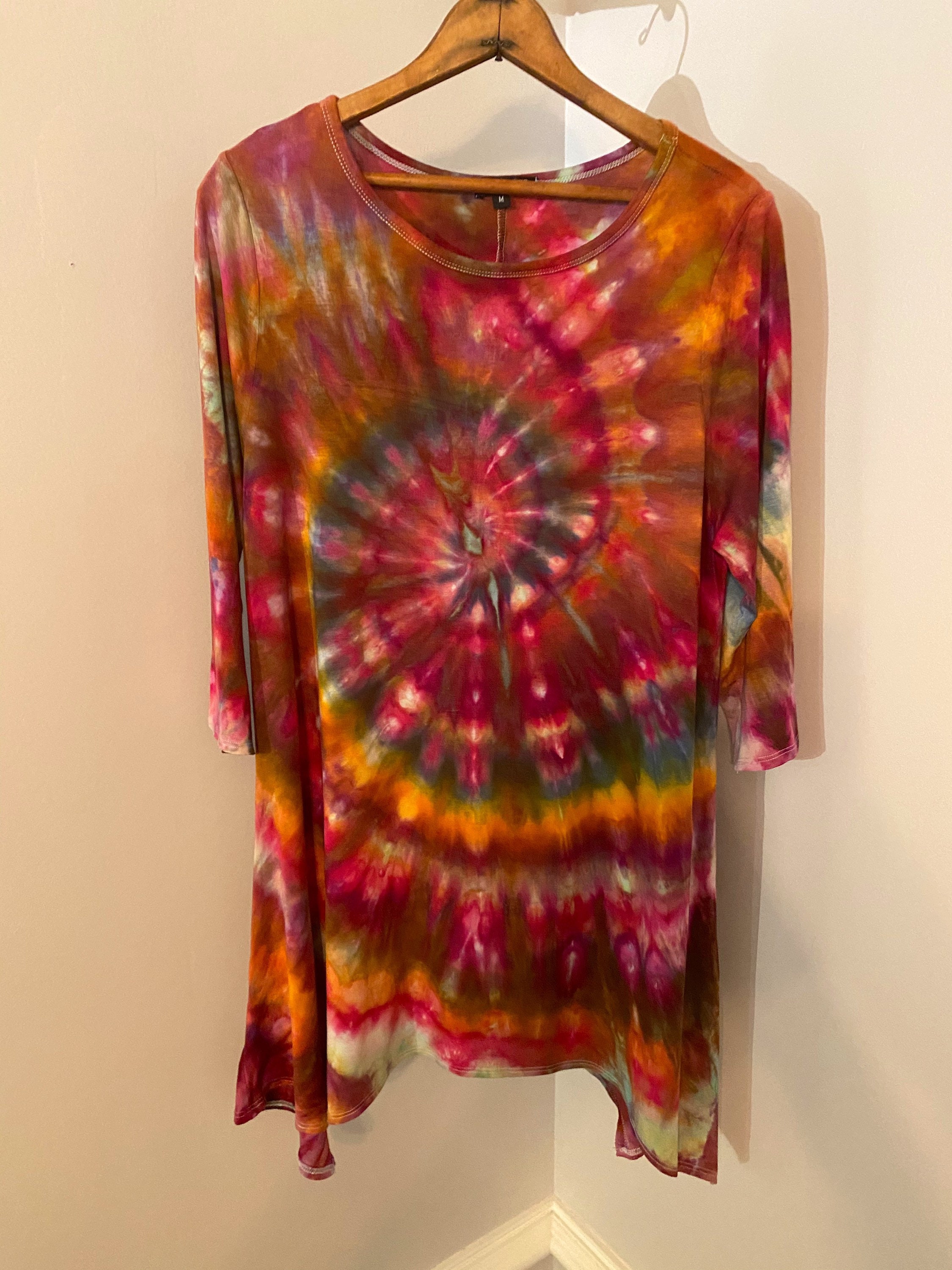 Tie Dye 3/4 Sleeve Tunic Tie Dye Womens Top Loungewear | Etsy