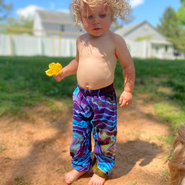 Tie Dye Baby and Toddler Pants | Boho Boy Boho Girl Clothes |Toddler Harem Pants | Hippie Kid Clothes