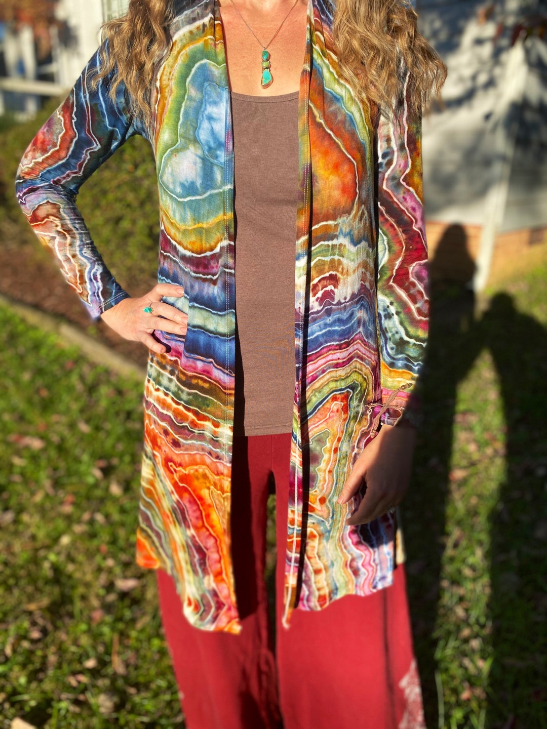 Ttie-dye Cardigan Casual One Fur Outerwear