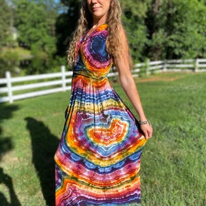 Women’s Tie Dye Dress | Womens Hippie Dress | Boho Womens Clothes | Tie Dye Clothes | Hand Dyed Tie Dye | Sleeveless Maxi Dress