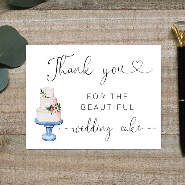 Thank you for the beautiful wedding cake card, wedding cake baker thank you, cake thank you card, wedding vendor, thank you wedding card